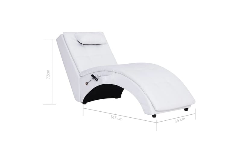 Massageschäslong med kudde vit konstläder - Vit - Möbler - Fåtölj & stolar - Fåtölj - Massagestol & massagefåtölj
