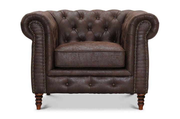 Fåtölj Cambridge Tyg Vintage Brun - Brun - Möbler - Fåtölj & stolar - Fåtölj - Skinnfåtölj & läderfåtölj