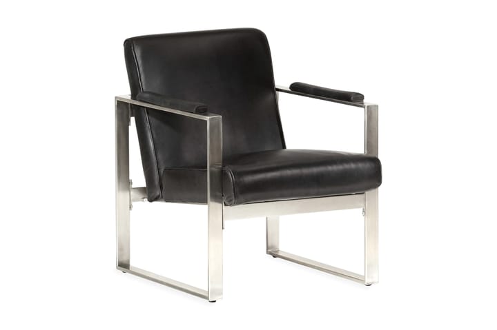 Fåtölj svart 60x73x77 cm äkta läder - Svart - Möbler - Soffa - 2 sits soffa