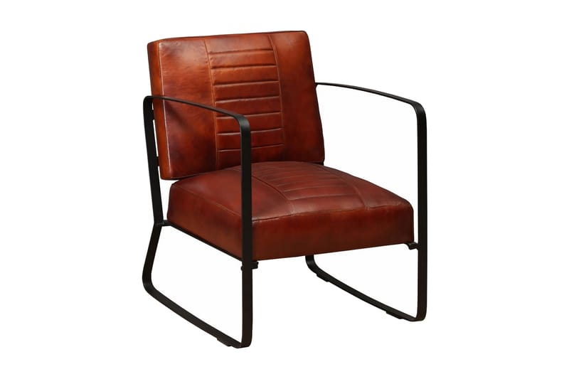 Loungefåtölj brun äkta läder - Brun - Möbler - Fåtölj & stolar - Matstol & köksstol