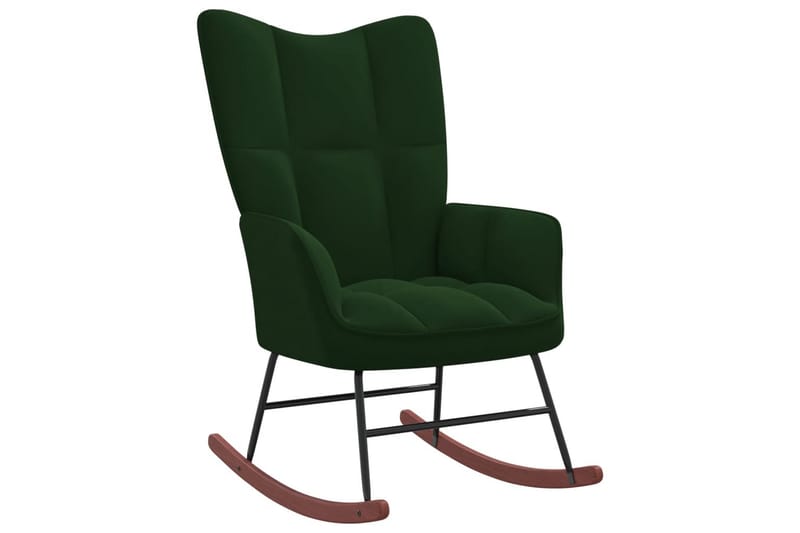 Gungstol med fotpall mörkgrön sammet - Grön - Möbler - Fåtölj & stolar - Fåtölj