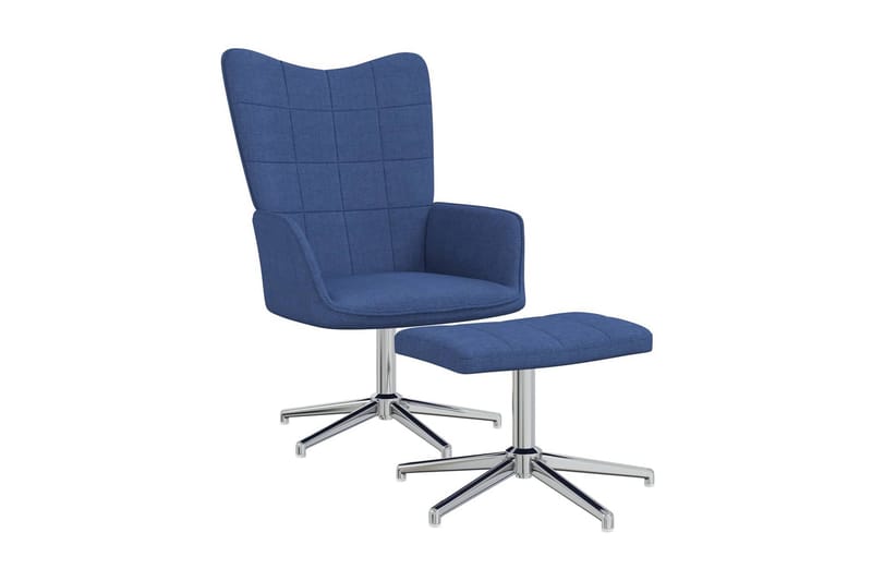Vilstol med fotpall blå tyg - Blå - Möbler - Fåtölj & stolar - Fåtölj