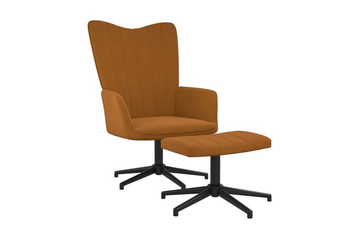 Vilstol med fotpall brun sammet - Brun - Möbler - Fåtölj & stolar - Kontorsstol & skrivbordsstol