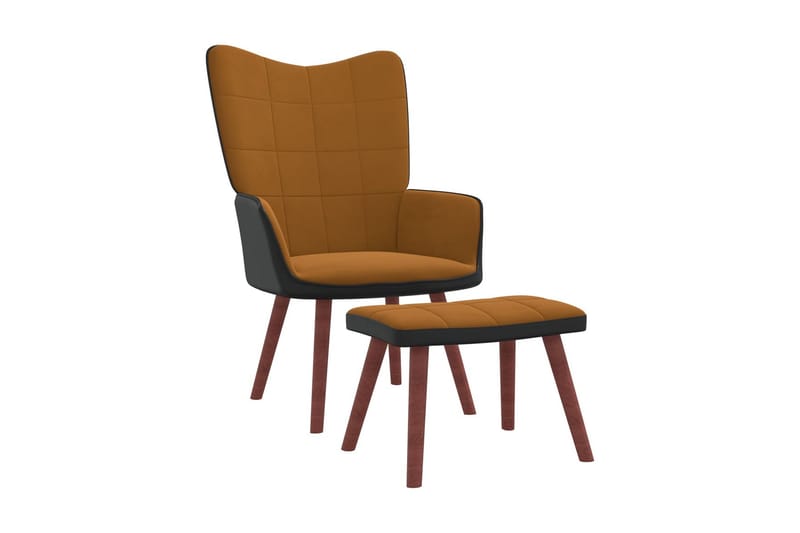 Vilstol med fotpall brun sammet och PVC - Brun - Möbler - Fåtölj & stolar - Fåtölj