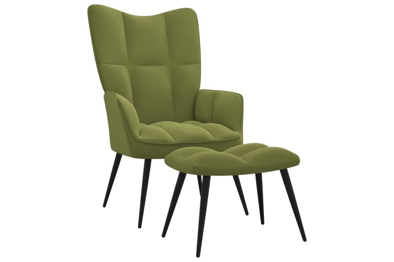 Vilstol med fotpall ljusgrön sammet - Grön - Möbler - Fåtölj & stolar - Fåtölj