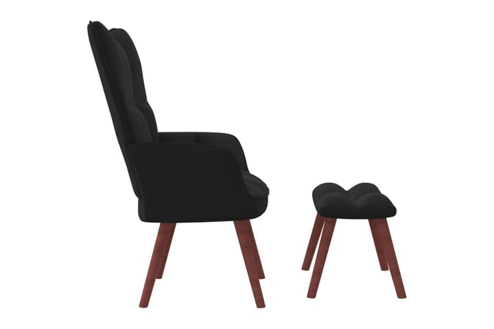 Vilstol med fotpall svart sammet - Svart - Möbler - Fåtölj & stolar - Fåtölj