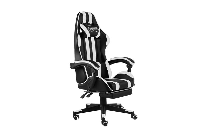 Gamingstol med fotstöd svart och vit konstläder - Vit - Möbler - Fåtölj & stolar - Gamingstol