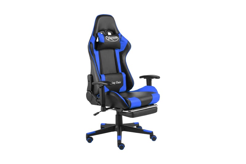 Snurrbar gamingstol med fotstöd blå PVC
