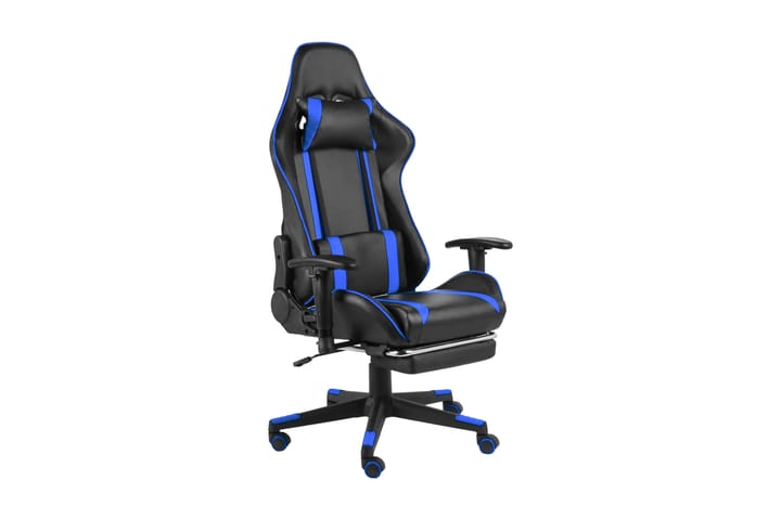 Snurrbar gamingstol med fotstöd blå PVC - Blå - Möbler - Fåtölj & stolar - Gamingstol
