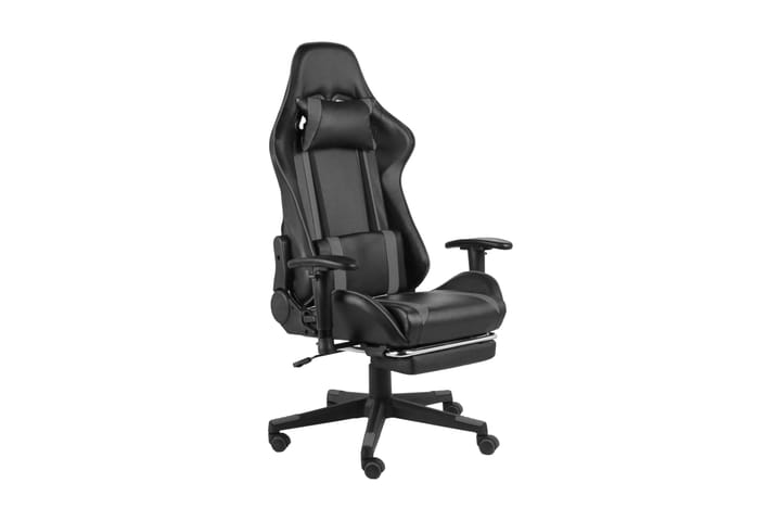 Snurrbar gamingstol med fotstöd grå PVC - Grå - Möbler - Fåtölj & stolar - Gamingstol