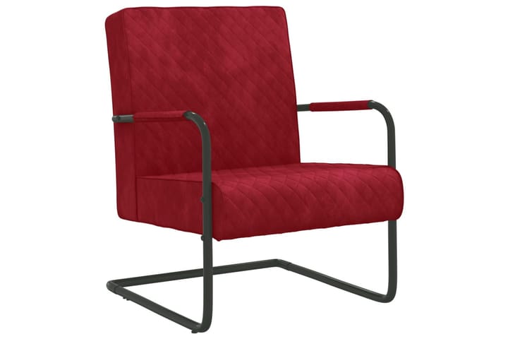 Fribärande stol vinröd sammet - Röd - Möbler - Fåtölj & stolar - Matstol & köksstol