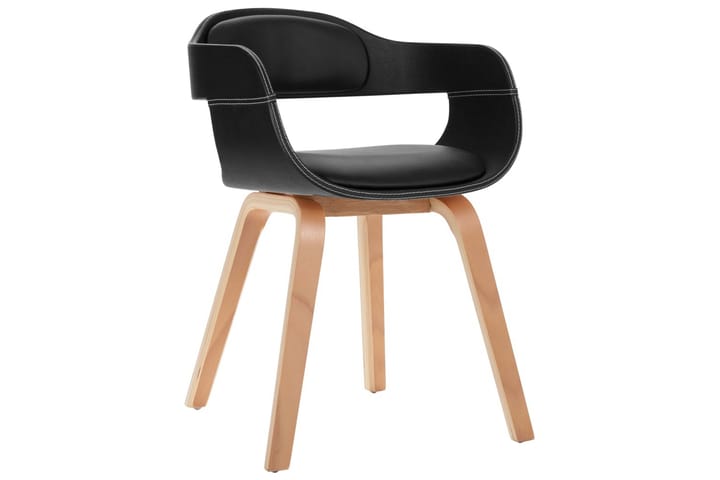 Matstol 2 st svart böjträ och konstläder - Svart - Möbler - Fåtölj & stolar - Karmstol