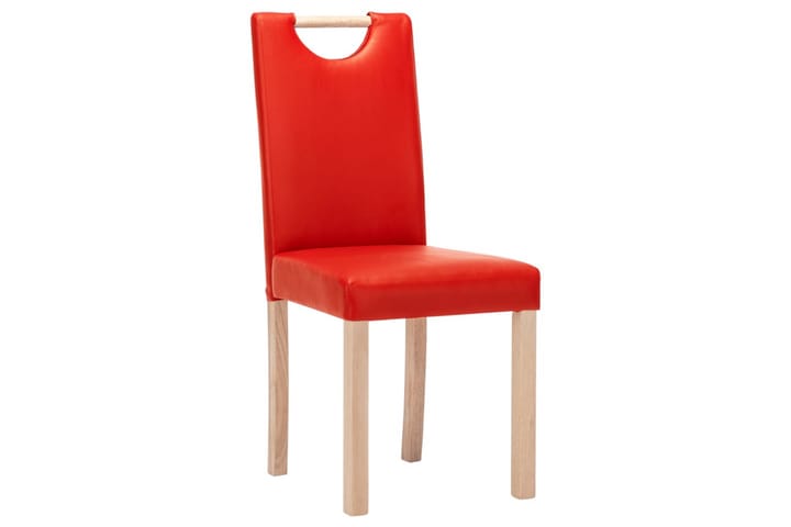 Matstolar 6 st röd konstläder - Röd - Möbler - Fåtölj & stolar - Karmstol