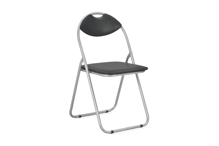 Hopfällbara matstolar 4 delar svart konstläder - Svart - Möbler - Fåtölj & stolar - Klappstol & stapelbara stolar