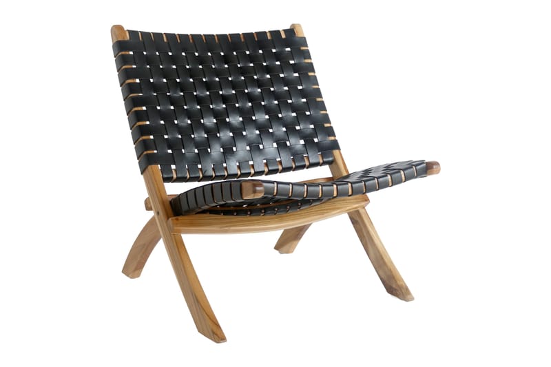 Klappstol Pantanella - Teak/Läder/Svart - Möbler - Fåtölj & stolar - Klappstol & stapelbara stolar