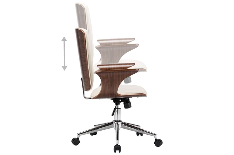 Kontorsstol snurrbar gräddvit konstläder och böjträ - Vit - Möbler - Fåtölj & stolar - Kontorsstol & skrivbordsstol