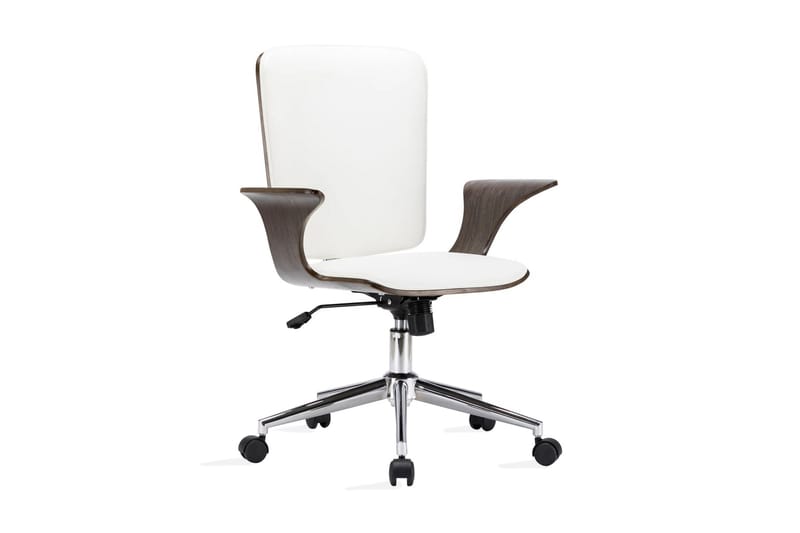 Kontorsstol snurrbar vit konstläder och böjträ - Vit - Möbler - Fåtölj & stolar - Kontorsstol & skrivbordsstol