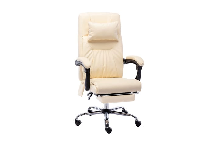 Massagekontorsstol gräddvit konstläder - Vit - Möbler - Fåtölj & stolar - Kontorsstol & skrivbordsstol