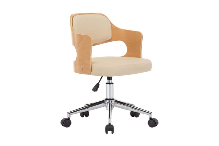Snurrbar kontorsstol böjträ och konstläder gräddvit - Vit - Möbler - Fåtölj & stolar - Kontorsstol & skrivbordsstol