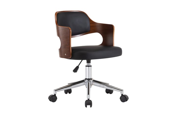 Snurrbar kontorsstol böjträ och konstläder svart