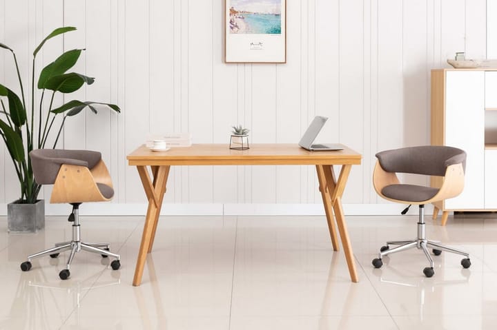 Snurrbar kontorsstol taupe böjträ och tyg - Brun - Möbler - Fåtölj & stolar - Kontorsstol & skrivbordsstol