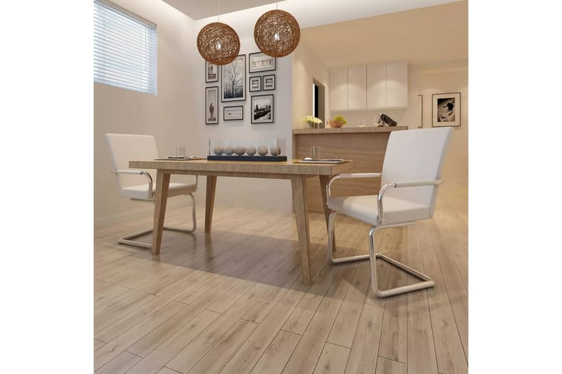 Fribärande matstolar 2 st vit konstläder - Vit - Möbler - Fåtölj & stolar - Matstol & köksstol