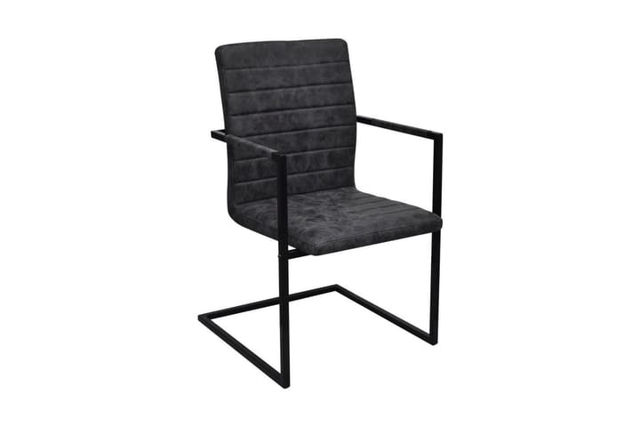 Fribärande matstolar 4 st svart konstläder - Svart - Möbler - Fåtölj & stolar - Karmstol