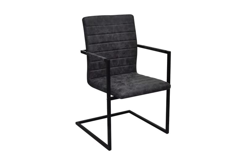 Fribärande matstolar 6 st svart konstläder - Svart - Möbler - Fåtölj & stolar - Matstol & köksstol