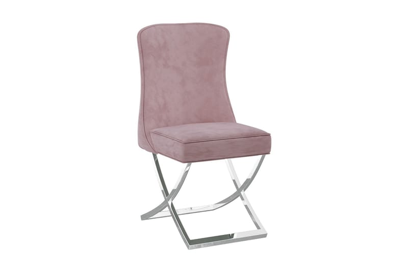 Matstol rosa 53x52x98 cm sammet & rostfritt stål - Rosa - Möbler - Fåtölj & stolar - Matstol & köksstol
