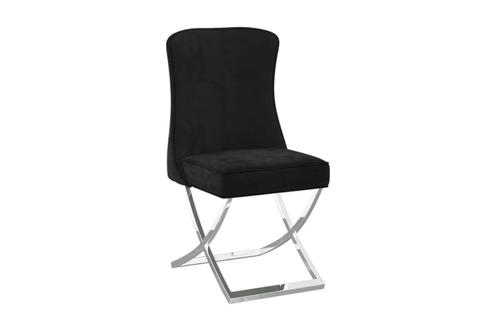 Matstol svart 53x52x98 cm sammet & rostfritt stål - Svart - Möbler - Fåtölj & stolar - Matstol & köksstol