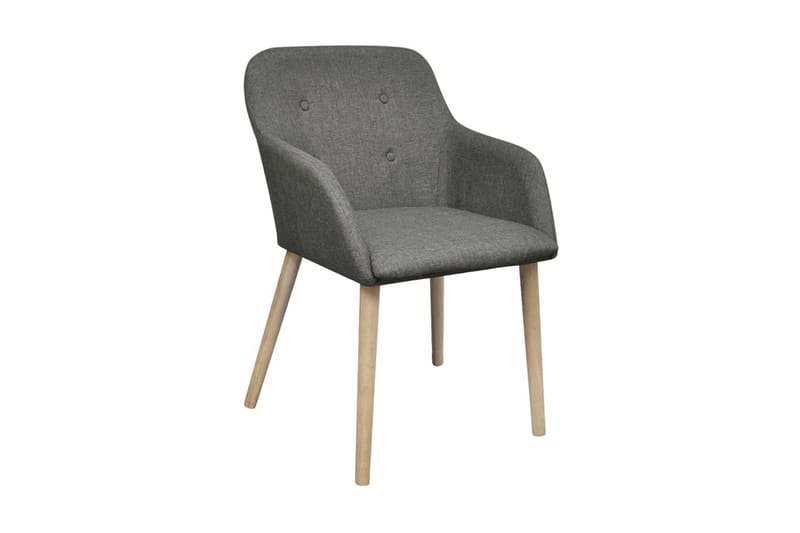 Matstolar 2 st ljusgrå tyg och massiv ek - Grå - Möbler - Fåtölj & stolar - Karmstol