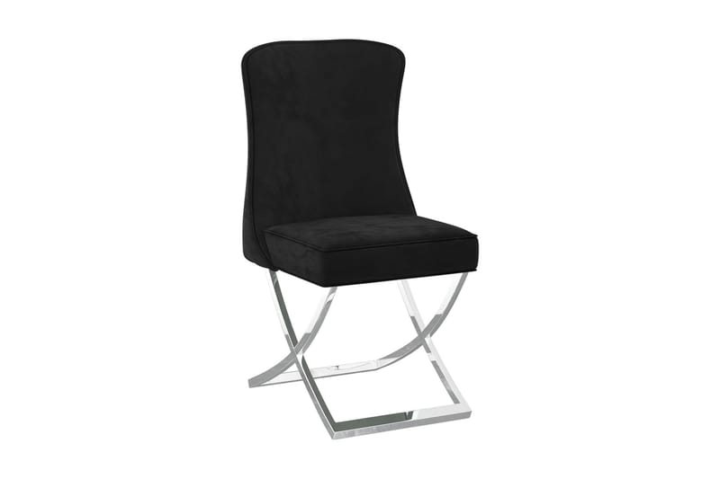 Matstolar 2 st svart 53x52x98 cm sammet & rostfritt stål - Svart - Möbler - Fåtölj & stolar - Matstol & köksstol