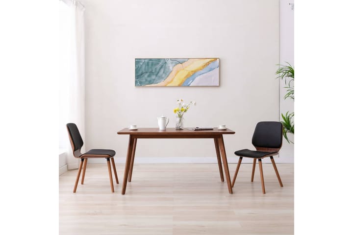 Matstolar 2 st svart konstläder - Svart - Möbler - Fåtölj & stolar - Matstol & köksstol