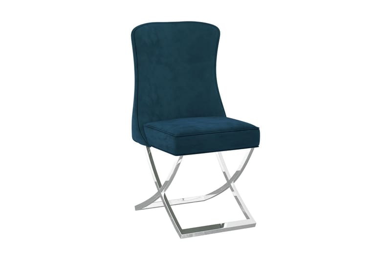 Matstolar 4 st blå 53x52x98 cm sammet & rostfritt stål - Blå - Möbler - Fåtölj & stolar - Karmstol