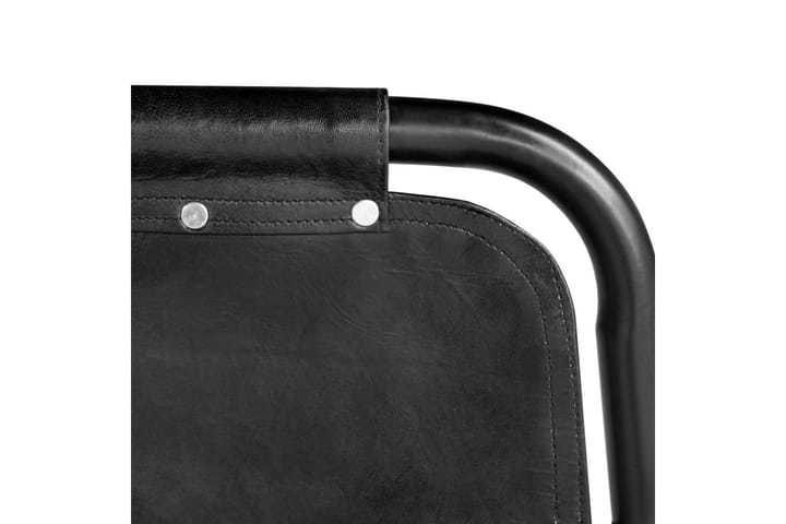 Matstolar 4 st svart äkta läder - Svart - Möbler - Fåtölj & stolar - Matstol & köksstol