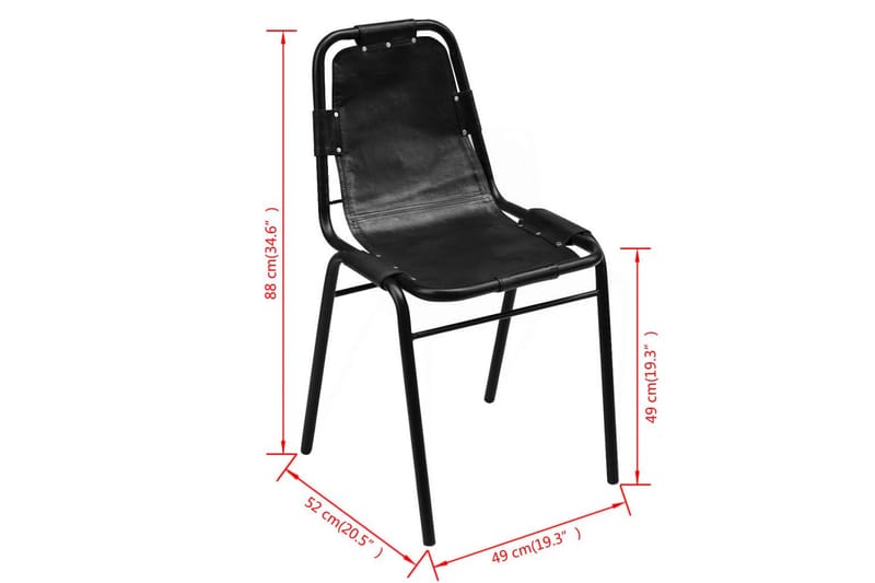 Matstolar 4 st svart äkta läder - Svart - Möbler - Fåtölj & stolar - Matstol & köksstol