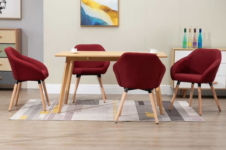 Matstolar 4 st vinröd tyg - Röd - Möbler - Fåtölj & stolar - Karmstol