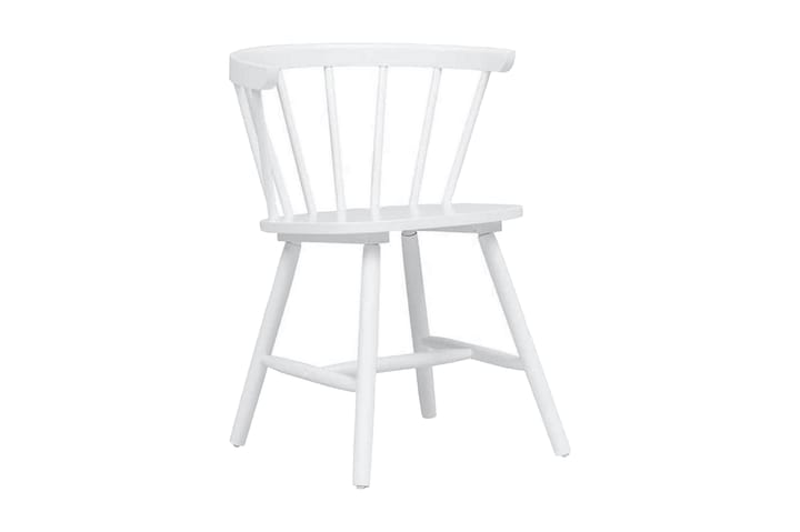 Matstolar 4 st vit massivt gummiträ - Vit - Möbler - Fåtölj & stolar - Karmstol