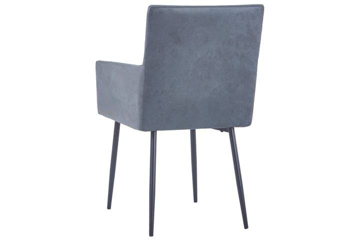 Matstolar med armstöd 2 st grå konstmocka - Grå - Möbler - Fåtölj & stolar - Matstol & köksstol