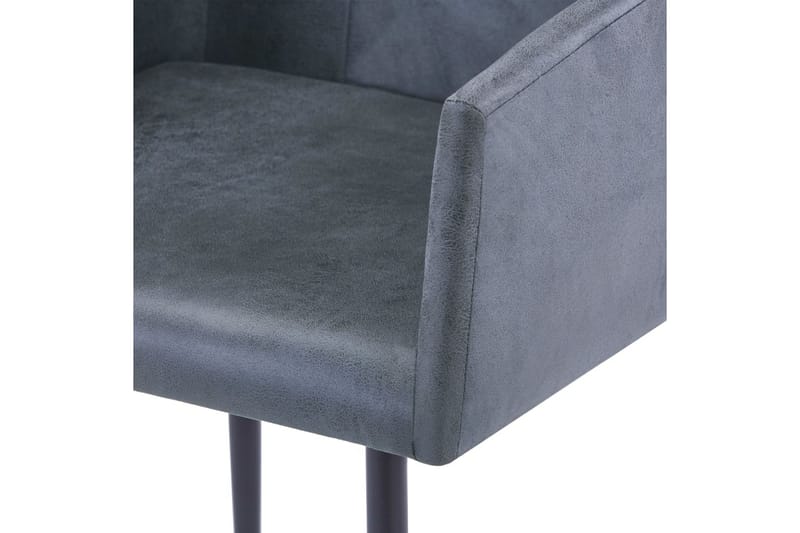 Matstolar med armstöd 2 st grå konstmocka - Grå - Möbler - Fåtölj & stolar - Matstol & köksstol