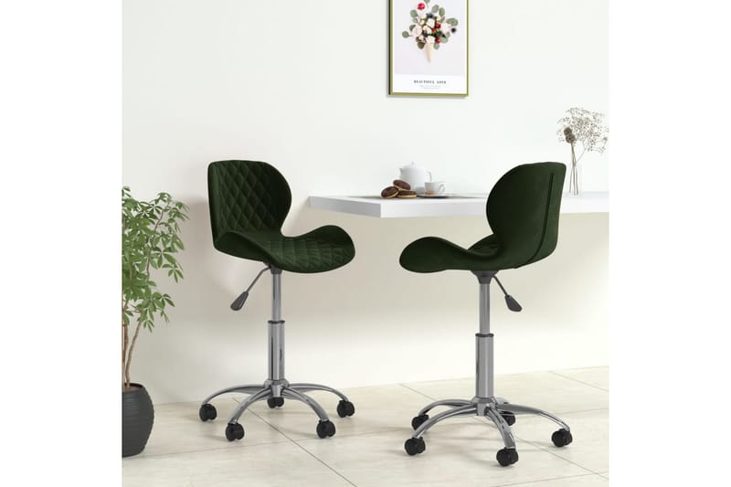 Snurrbara matstolar 2 st mörkgrön sammet - Grön - Möbler - Fåtölj & stolar - Matstol & köksstol