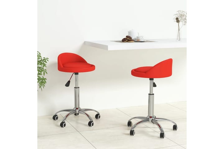 Snurrbara matstolar 2 st röd konstläder - Röd - Möbler - Fåtölj & stolar - Matstol & köksstol