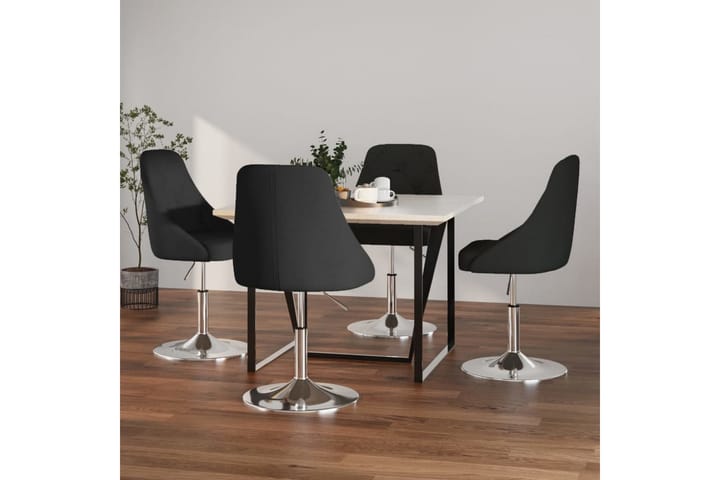 Snurrbara matstolar 4 st svart tyg - Svart - Möbler - Fåtölj & stolar - Matstol & köksstol