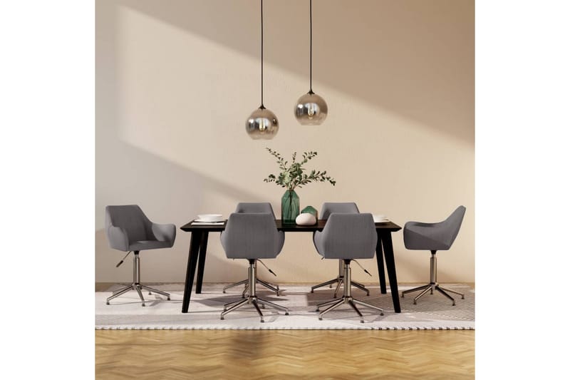 Snurrbara matstolar 6 st ljusgrå tyg - Grå - Möbler - Fåtölj & stolar - Matstol & köksstol