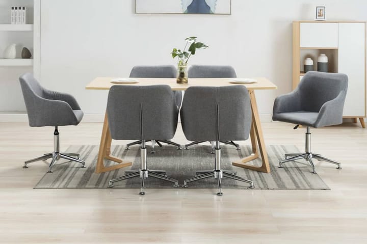 Snurrbara matstolar 6 st ljusgrå tyg - Ljusgrå - Möbler - Fåtölj & stolar - Matstol & köksstol