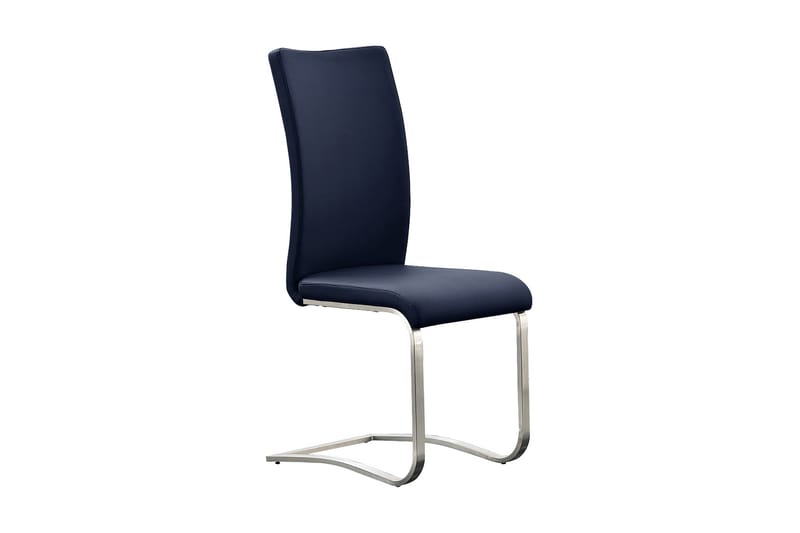 Stol Arco Borstat Stål Mörkblå Läder - Blå - Möbler - Fåtölj & stolar - Matstol & köksstol