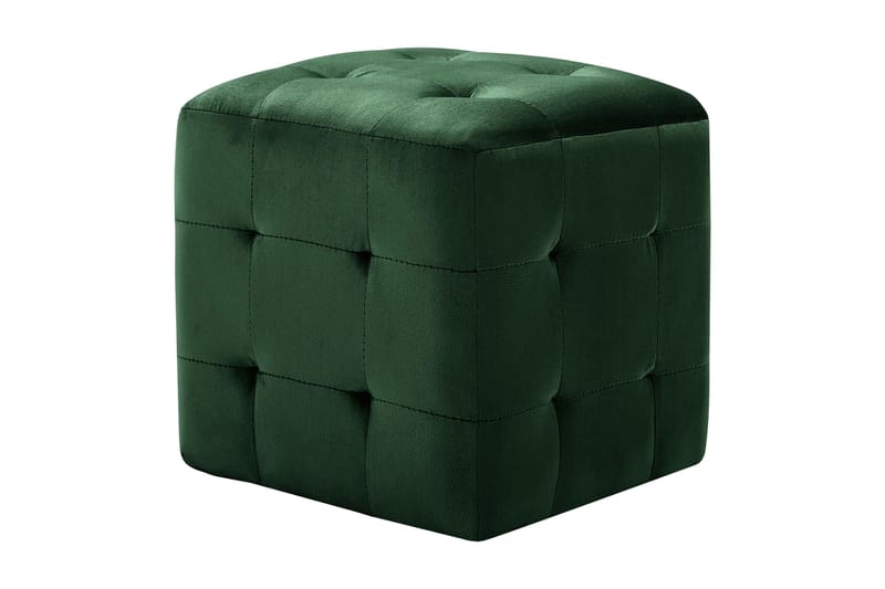 Sängbord 2 st grön 30x30x30 cm sammetstyg