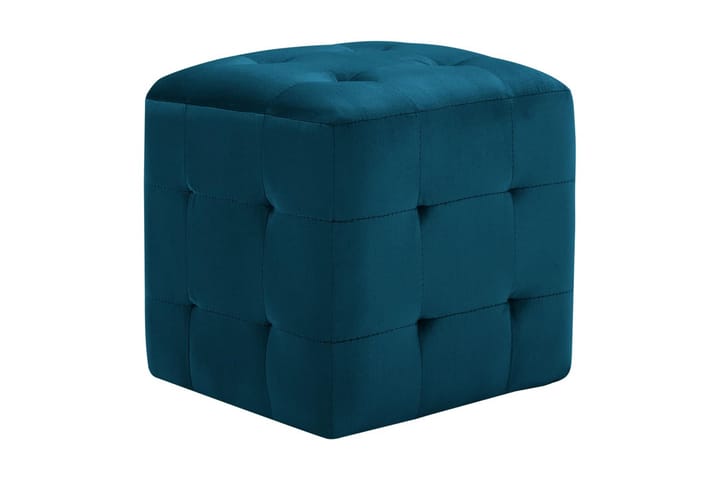 Sittpuff 2 st blå 30x30x30 cm sammetstyg - Blå - Möbler - Fåtölj & stolar - Pall & puff - Sittpuff
