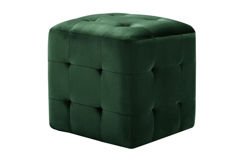 Sittpuff 2 st grön 30x30x30 cm sammetstyg - Grön - Möbler - Fåtölj & stolar - Pall & puff - Sittpuff