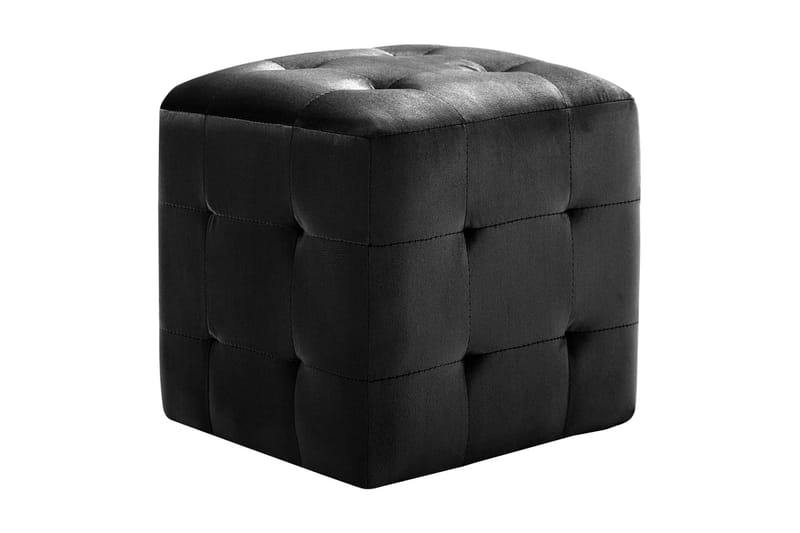 Sittpuff 2 st svart 30x30x30 cm sammetstyg - Svart - Möbler - Fåtölj & stolar - Pall & puff - Sittpuff